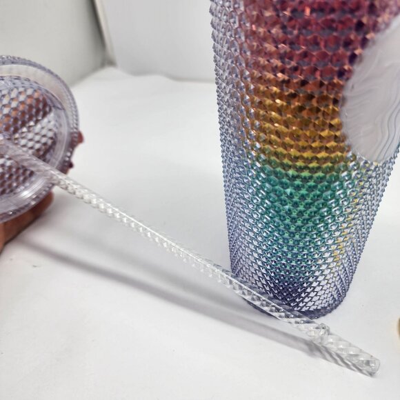 Starbucks 2020 Rainbow Pride Studded 24 oz Cold Cup Tumbler W/ Straw - New - Picture 5 of 7